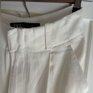 Zara Cropped white linen pants
